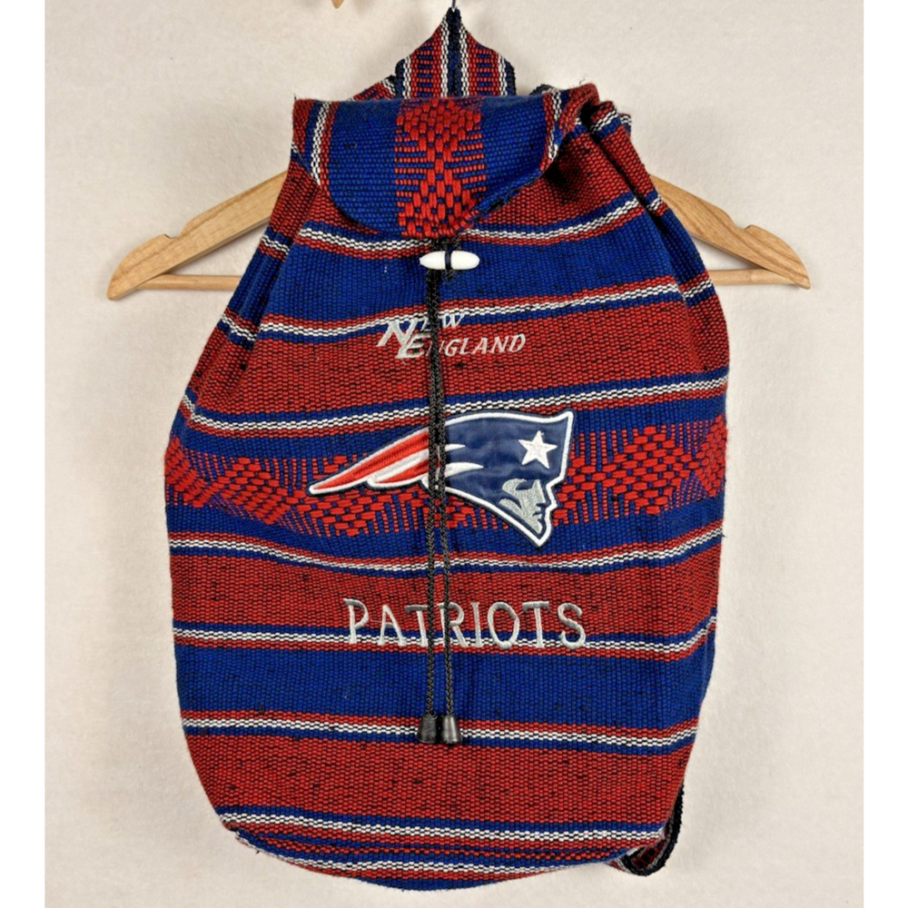 New England Patriots Woven Baja Drawstring Backpack Embroidered Red Blue NFL - Picture 3 of 14